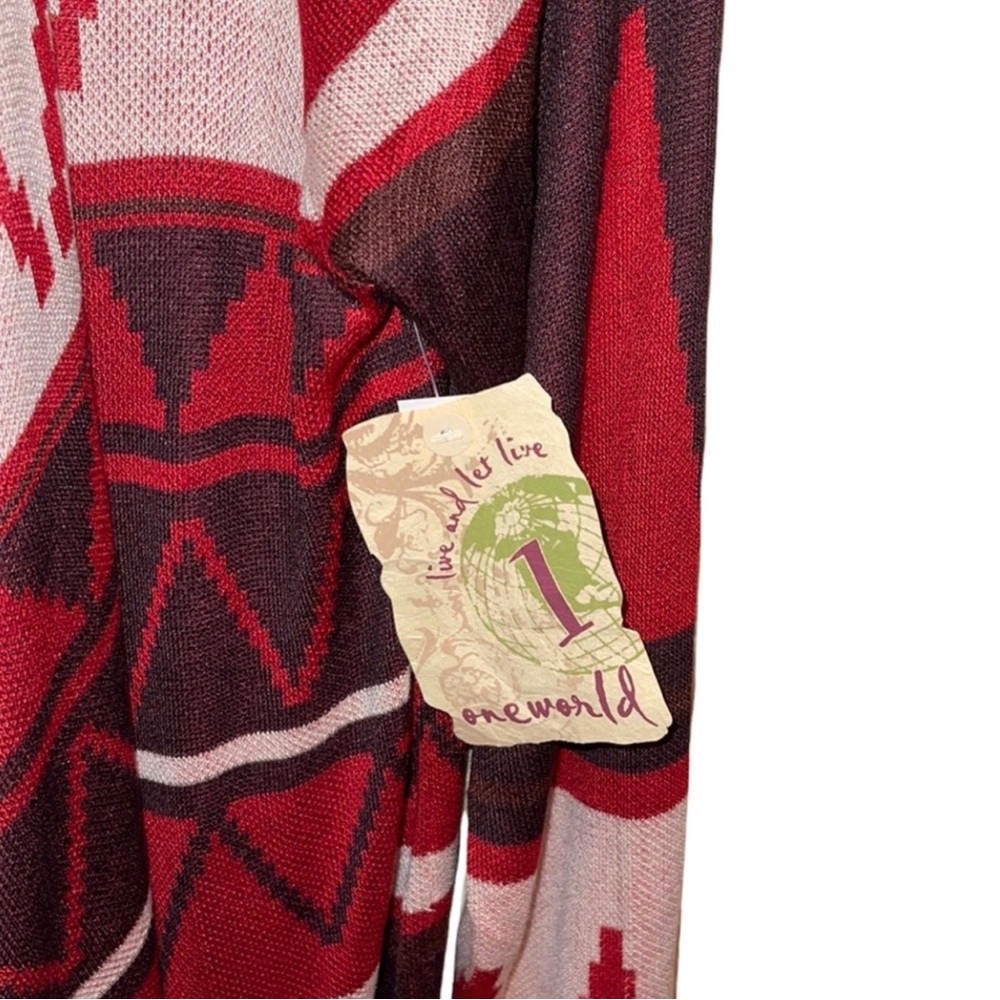 One World Brown and Red western Cardigan - Picture 3 of 6
